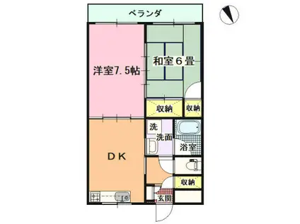 リバーサイドヒグチ(2DK/1階)の間取り写真