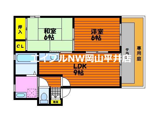 キャトルセゾンD(2LDK/1階)の間取り写真