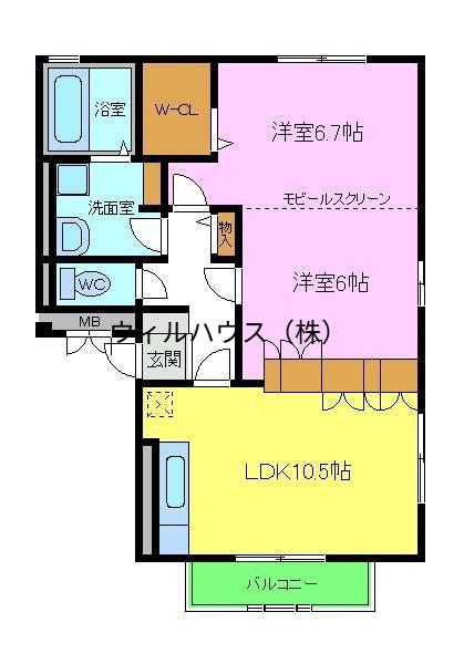 フローラル1(2LDK/1階)の間取り写真