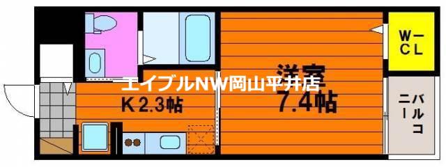 プランドール 十日市(1K/3階)の間取り写真