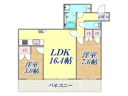 ザ・パークハウス神戸ハーバーランドタワー(2LDK/6階)の間取り写真