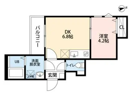 CHERIM試験場前Ⅰ(1DK/3階)の間取り写真