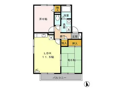 ベルデュール(2LDK/2階)の間取り写真