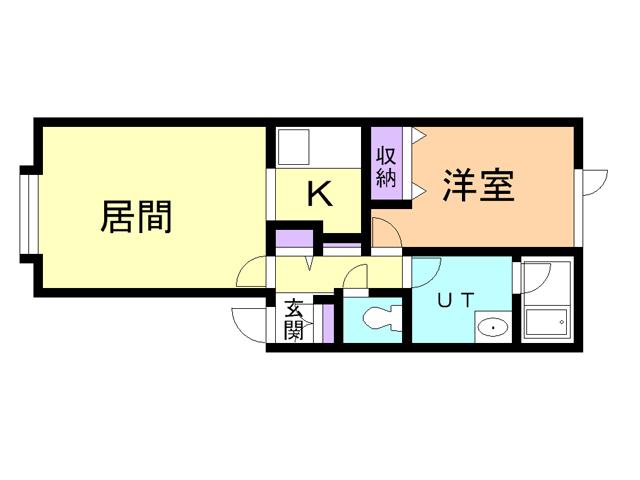 ラフィーネ知利別(1LDK/2階)の間取り写真