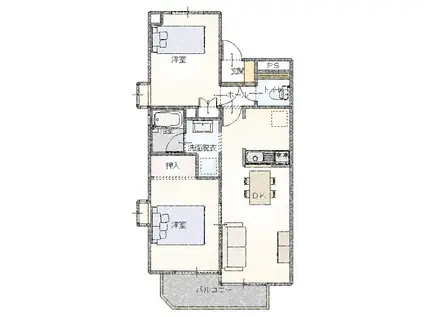 サウスセントヒルズ(2LDK/5階)の間取り写真