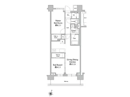 ドゥーエ西馬込(2LDK/6階)の間取り写真