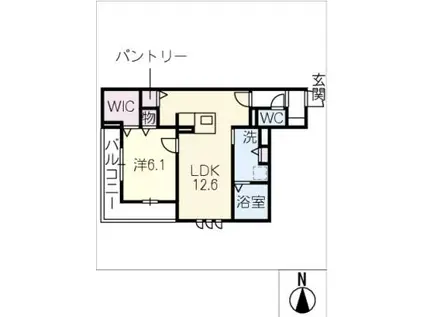 カームツリー豊橋(1LDK/2階)の間取り写真