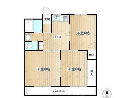 昭和コーポ前橋(3DK/3階)の間取り写真