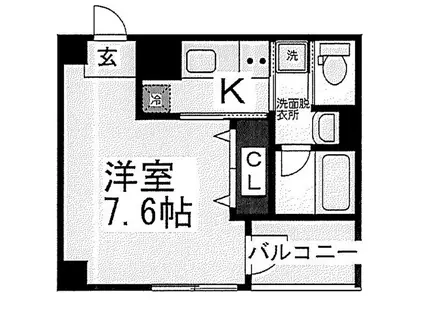 ラ・メール諏訪森(1K/4階)の間取り写真