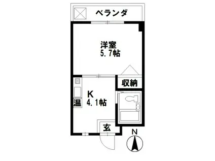 プルミィエ・シンワ(1K/3階)の間取り写真