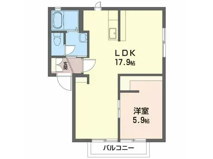 アーク・ヴィラ B(1LDK/2階)の間取り写真