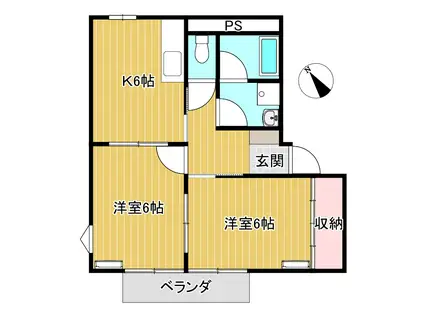 サープラスファミリー(2DK/1階)の間取り写真