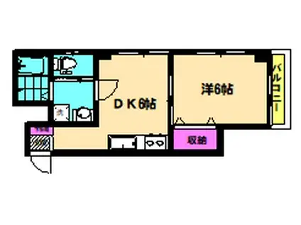 ゴトービル(1DK/3階)の間取り写真