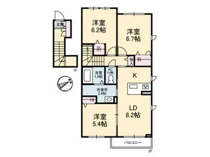CENTRIEVA B棟(3LDK/2階)の間取り写真