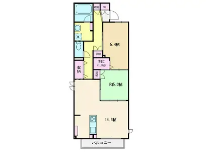 EVER GREEN 鶴瀬(2LDK/2階)の間取り写真