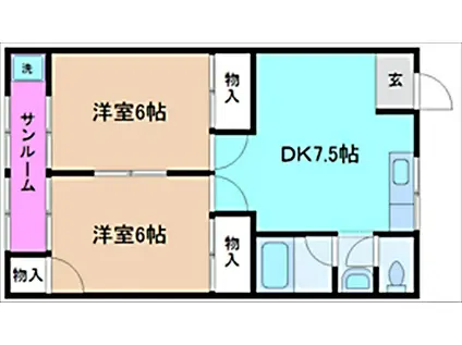 オレンジハイム A棟(2DK/1階)の間取り写真