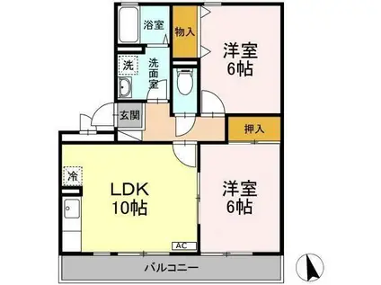 グローリー中村(2LDK/1階)の間取り写真