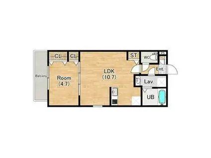 ジーメゾン草刈フォーベル(1LDK/1階)の間取り写真