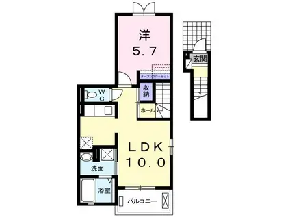 エスト ヴィエルジュ(1LDK/2階)の間取り写真