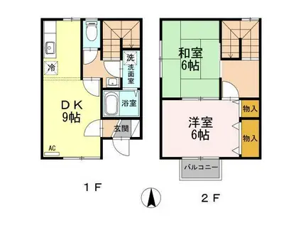 セジュール山手台D(2DK/1階)の間取り写真