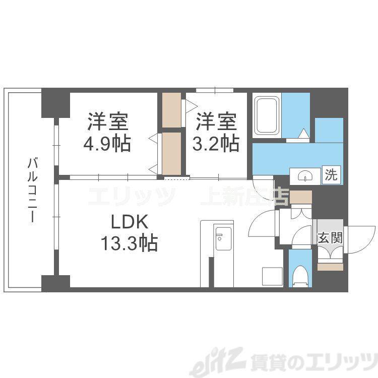 リヴェント福島野田(2LDK/13階)の間取り写真