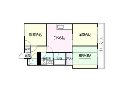 サンリッツ唐湊(3DK/4階)の間取り写真