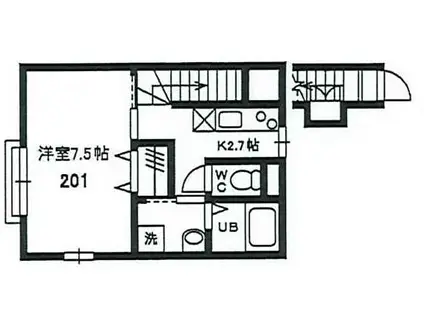 バッハ館(1K/2階)の間取り写真