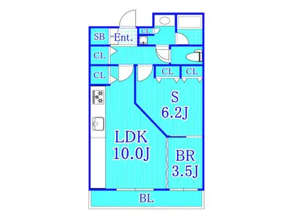 ライオンズステージ関内メダリオン(1SLDK/8階)の間取り写真