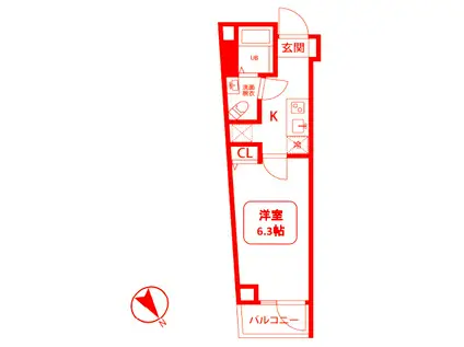ヒルズ麦田町(1K/7階)の間取り写真