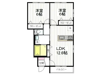 ハヤシハイツ(2LDK/1階)の間取り写真