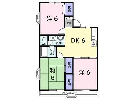 フォレストもくし(3DK/2階)の間取り写真
