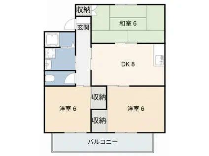 ユーミクラ3棟(3DK/2階)の間取り写真