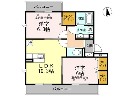 FRAISE(2LDK/3階)の間取り写真