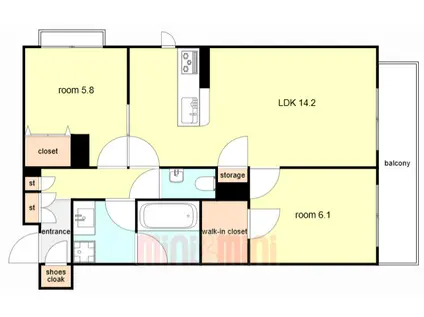 SHAMAISON GARDENS 旭が丘II(2LDK/2階)の間取り写真