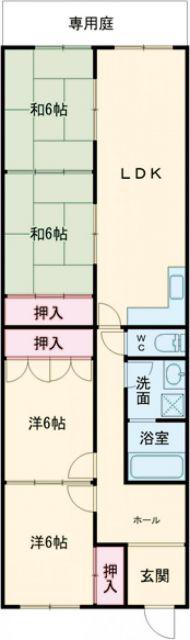 山本マンション(4LDK/1階)の間取り写真
