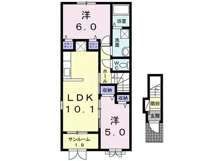 カリーナ(2LDK/2階)の間取り写真