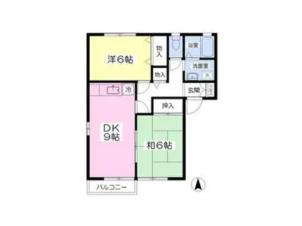ショーリン弐番館(2DK/2階)の間取り写真