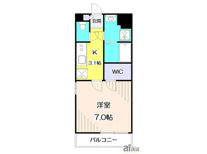 マインドフィールド新座駅南(1K/3階)の間取り写真