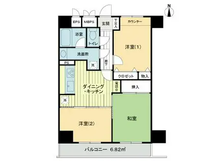 ライオンズマンション八王子南町(3DK/5階)の間取り写真