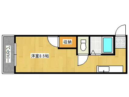 ガーネットハイツ(ワンルーム/2階)の間取り写真