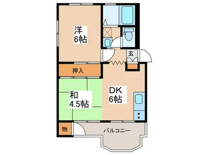京王淵野辺マンションC棟(2DK/5階)の間取り写真