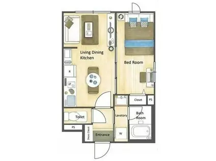 LA DOUCEUR戸越銀座(1LDK/2階)の間取り写真