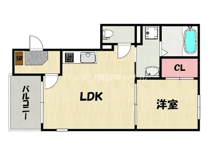 N-BACE NAJIMA(1LDK/1階)の間取り写真