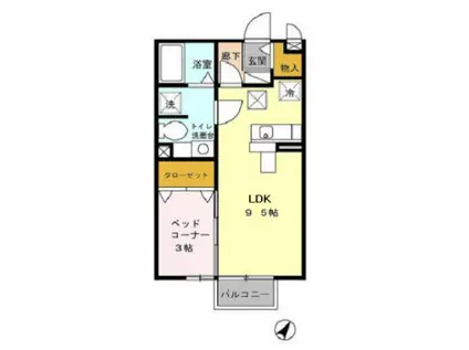 ルクリア(1LDK/1階)の間取り写真