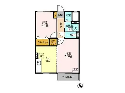 メゾンエクレール(2DK/2階)の間取り写真