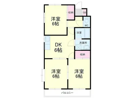 ウィンディホクエンII(3DK/2階)の間取り写真