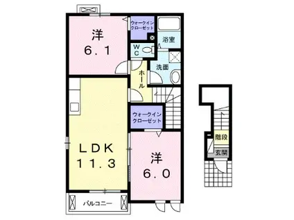 プレジールⅠ(2LDK/2階)の間取り写真