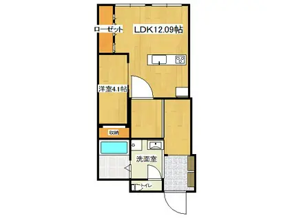 秀和洗足レジデンス(1LDK/2階)の間取り写真