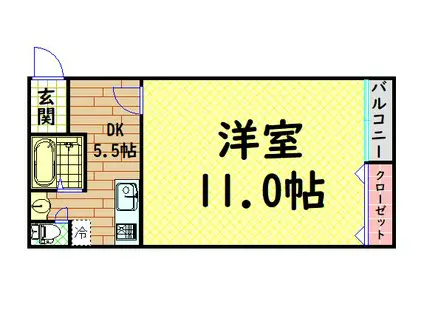 ルミエール九条(1DK/4階)の間取り写真