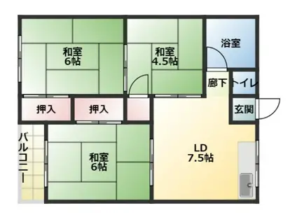 熊本ビル(3DK/3階)の間取り写真